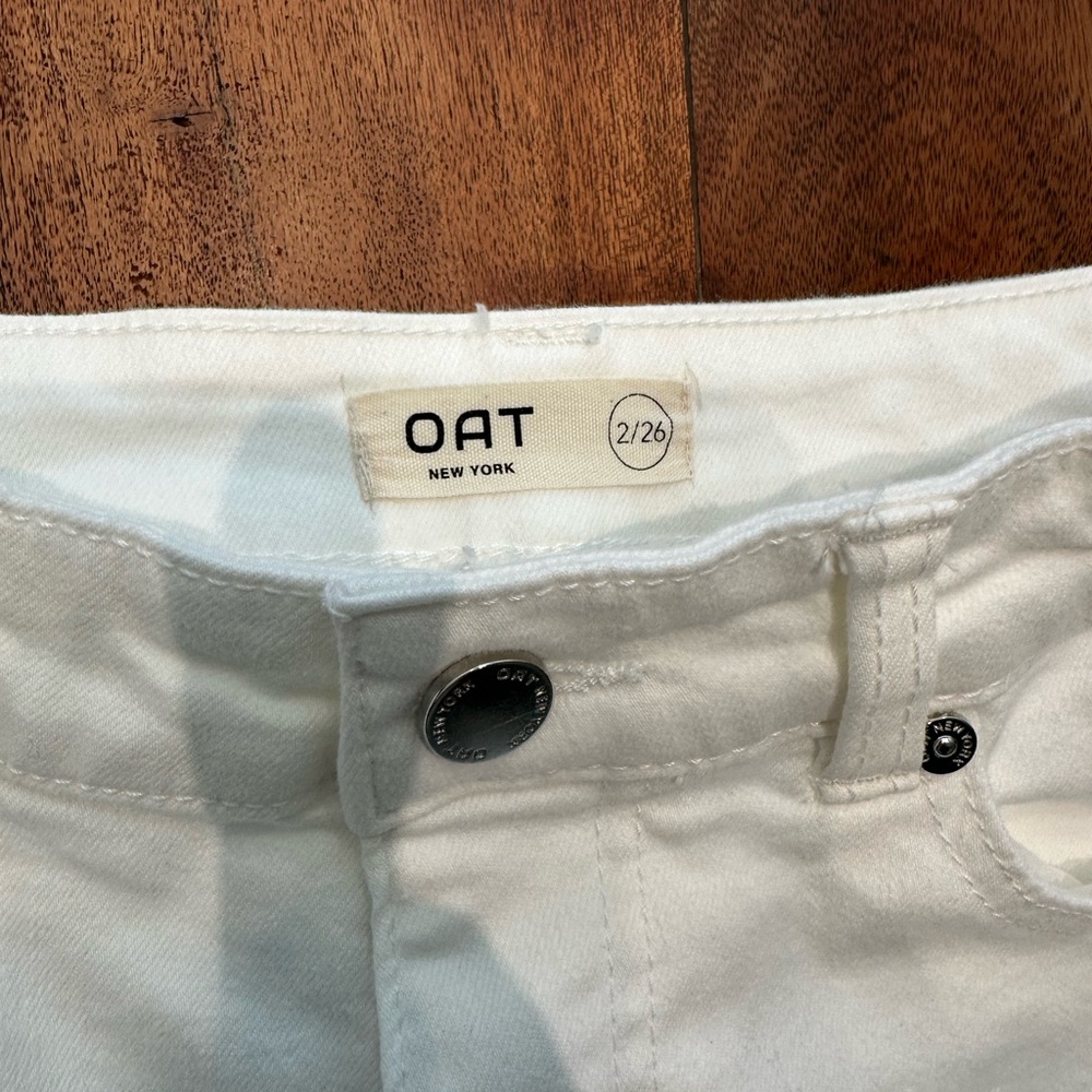 ☀️ OAT New York Stretch White Jeans with Raw Hem - Picture 2 of 16